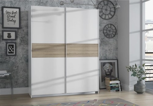 Two sliding door wood wardrobe - wood,