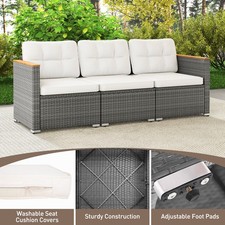 3-Seat Patio Couch Sofa PE