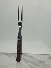 PRESTIGE Vintage Carving Fork Stainless Steel Wood Handle Serving Utensil D5