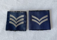 Pair UK Silver on Navy Blue RAF Rank Slides 1 x Corporal & 1 x Sergeant #555