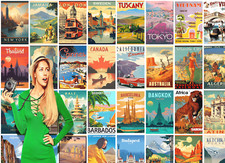 VINTAGE TRAVEL POSTERS  TOURISM HOLIDAY RETRO PRINTS LAMINATED A4 WALL ART