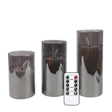 3 Pack Glass Candles Wax LED