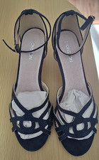 Monsoon Navy Blue Sparkly Strappy Size 5 38 Ankle Strap Sandals  Used Good