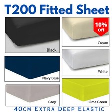 TC200 Fitted Sheet 25cm – 100% Egyptian Cotton – Hotel Quality Plain Dyed Sheets