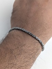 925 Sterling Silver Byzantine Chain Bracelet 3mm, 19cm