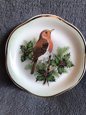 Royal Worcester Palissy Christmas Robin 5” Trinket Dish