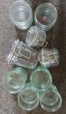 12 Clear Glass Ramekins & 3 Clip Fastener Plastic jars  (Job Lot of 15)