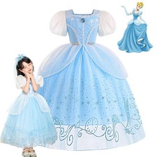 Girls Cinderella Costume Princess Party Dress Blue Tulle Fairy Gown Fancy Outfit