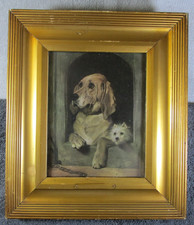 Lovely Quality Antique Gilt Framed Sir Edwin Landseer Print Dignity & Impudence