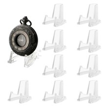 (10) OnFireGuy Clear Pocket Watch Display Stand Deluxe Easels with 1/2" Shelf