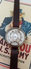Waltham WW1 Trench Watch with detatchable Shrapnel guard..Nickel case, O size...
