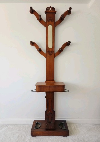Antique victorian hall tree - victorian,