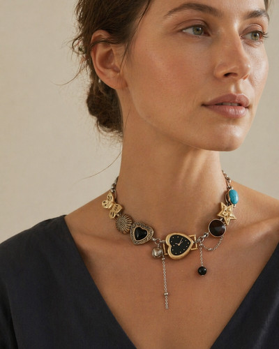 Vintage gold black heart - gold,
