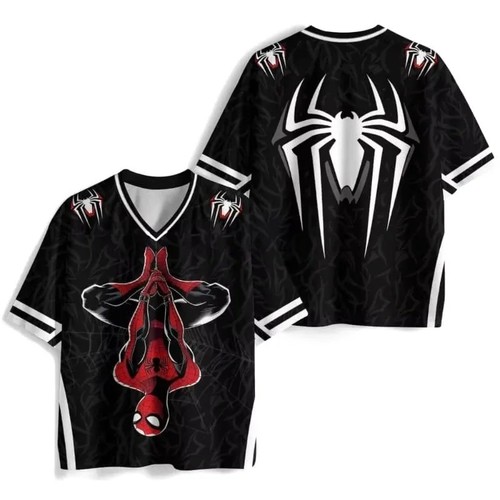Spiderman neck football - spiderman, v-neck