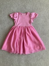 Girls Pink Spotty Tulle Dress, Marks And Spencer’s Age 5-6 Years