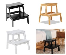 Bamboo Step Stool Sturdy Wooden 2 Step Ladders For Adults Kids Home Shop Bar