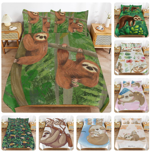 Cozy sloth print duvet cover - print,