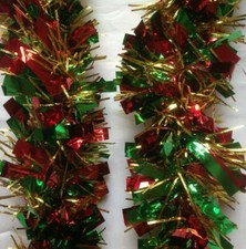 10 Red/G/Gold Tinsel Christmas
