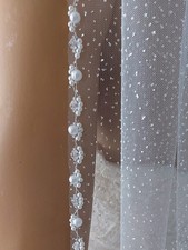 UK Luxury 1 Laye Simple Bridal Wedding Veil with Comb Shiny Wedding Veil