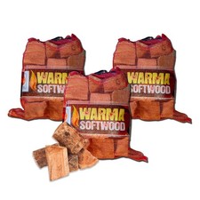 3 x Nets Warma Softwood Firewood Logs Open Fire Pits Coal Stove Log Burner Wood