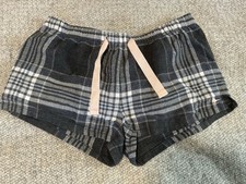 Jack Wills Grey Blue White Check Flannel Pyjama Shorts Size 12  100% Cotton