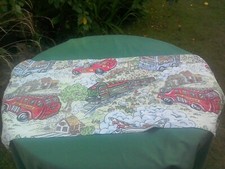 Trains and Fire Engines fabric remnant 18"x60".