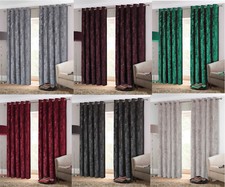 *SECONDS* "Opulence" Crushed Velvet Eyelet Ring Top Ready Made Lined Curtains
