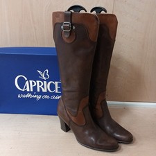 Caprice Knee High Brown Leather Boots in Box ~ Size 7 ~ RRP £115