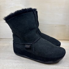 FitFlop Mukluk Shorty Women's Size 4 Black Suede Double-Face Shearling Boots