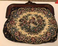 Vintage Tapestry & Lucite Small Bag . Numbered 0468 On Handle. Beautiful Details