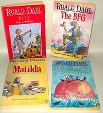 4 books, Roald Dahl, BOY/Matilda/James & The Giant Peach/The BFG, PB Puffin