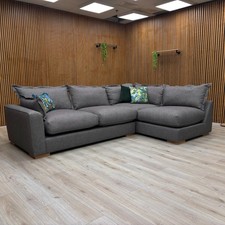 Sofology ‘Gaia’ Corner Sofa Charcoal Grey Tight Weave Fabric Right Facing NEW