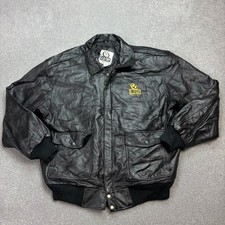 Leather Flying Jacket Adult 2XL XXL Black Bomber Aviator Military Flight USA Men