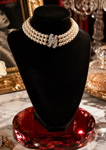 Vintage triple strand faux - vintage,