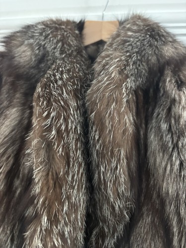 Fox fur jacket silver grey - ,