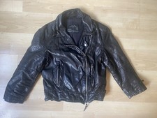 All Saints Ladies Cropped WORLEY Leather Biker Jacket UK10 AllSaints