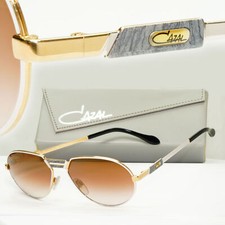 Cazal 1990s Gold Sunglasses Vintage Pilot Silver Brown MOD 739 COL 96/375 181022