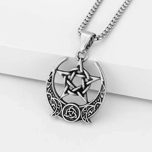 Wiccan pentacle crescent - wiccan, moon