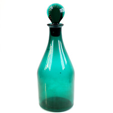 Georgian Glass Decanter Peacock Blue H26cm Circa 1820