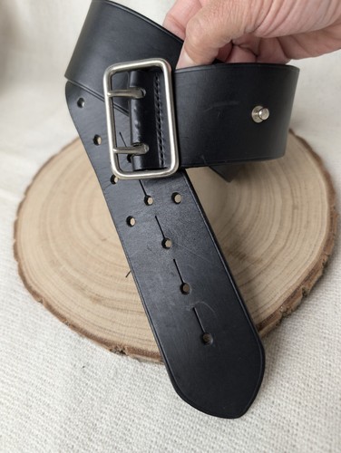 Black leather wide - leather,