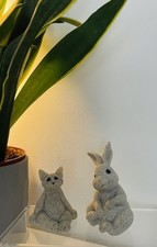 Quarry Critters Cat "Carl" & Fountasia Rabbit Second Stone Figurine 2000