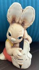 Pre owned Rabbit Double Bass Figurine – 4” Rare Stoneware Vintage 