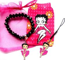 Betty Boop Gift Set - Enamel Charm Bracelet/Phone Sock & Mobile European Style