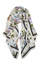 Jigsaw Vintage Floral Print Silk Long Scarf - PRETTY! New!