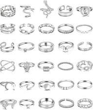 22 Silver Vintage Piece Stackable Knuckle Ring Collection