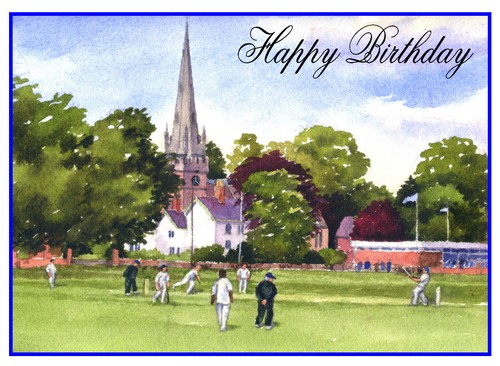 Cricket village green painting - cricket,