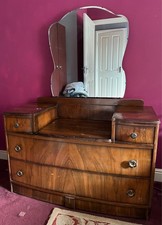 Vintage 1930s Art Deco Dressing Table with Original Mirror & Handles
