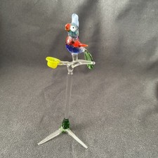 Colorful Parrot Bird Art Glass Figurine On Stand ~ 17cm Tall.