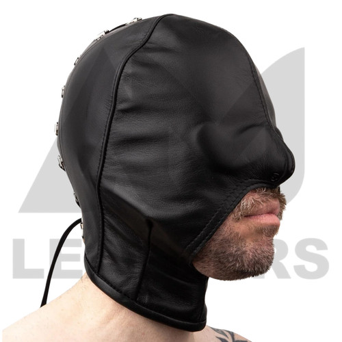 Real leather blindfold - blindfold, hood