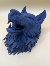 Wolf Head Wall Mounted Art Sculpture Head Art Wall Luxury Decor Home Dark Blue